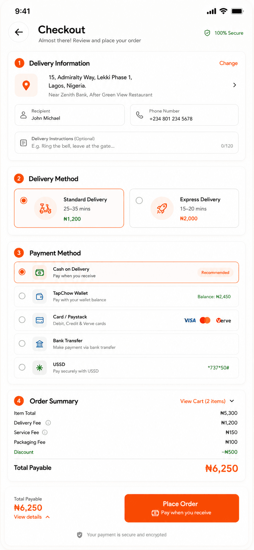 TapChow restaurant and food ordering screen